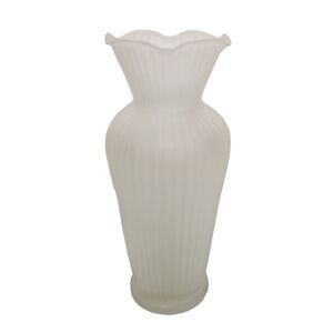 Lefton Beautiful Frosted Glass Bud Vase Ruffled Edge‎ 6.25"H
